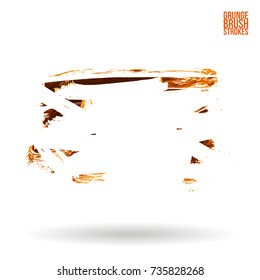 Orange brush stroke and texture. Grunge vector abstract hand - painted element. Underline and border design.
