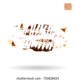 Orange brush stroke and texture. Grunge vector abstract hand - painted element. Underline and border design.