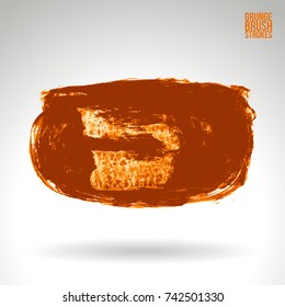 Orange brush stroke and texture. Grunge vector abstract hand - painted element. Underline and border design.