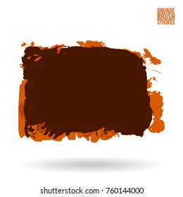 Orange brush stroke and texture. Grunge vector abstract hand - painted element. Underline and border design.