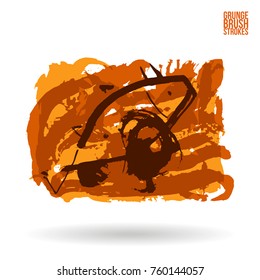 Orange brush stroke and texture. Grunge vector abstract hand - painted element. Underline and border design.