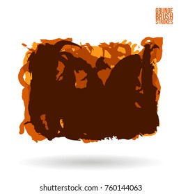 Orange brush stroke and texture. Grunge vector abstract hand - painted element. Underline and border design.