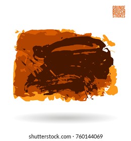 Orange brush stroke and texture. Grunge vector abstract hand - painted element. Underline and border design.
