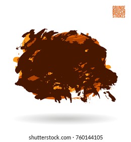 Orange brush stroke and texture. Grunge vector abstract hand - painted element. Underline and border design.