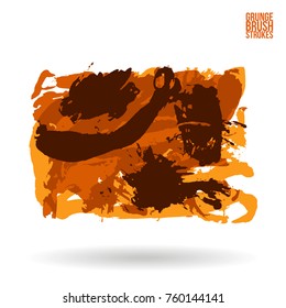 Orange brush stroke and texture. Grunge vector abstract hand - painted element. Underline and border design.