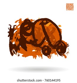 Orange brush stroke and texture. Grunge vector abstract hand - painted element. Underline and border design.