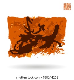 Orange brush stroke and texture. Grunge vector abstract hand - painted element. Underline and border design.