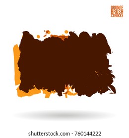 Orange brush stroke and texture. Grunge vector abstract hand - painted element. Underline and border design.