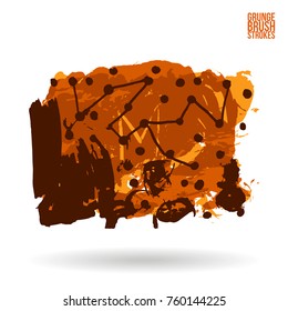 Orange brush stroke and texture. Grunge vector abstract hand - painted element. Underline and border design.