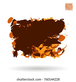 Orange brush stroke and texture. Grunge vector abstract hand - painted element. Underline and border design.