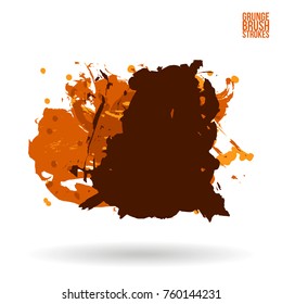 Orange brush stroke and texture. Grunge vector abstract hand - painted element. Underline and border design.