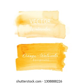 Orange brush stroke watercolor on white background. Vector illustration.