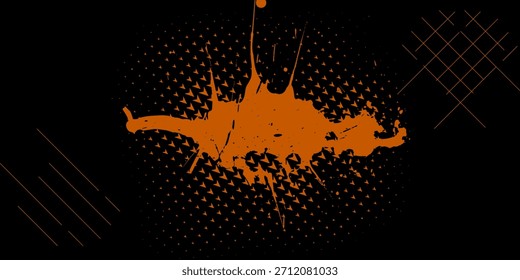 Orange brush strokes square shape hand-drawn orange frame design element. vector dynamic brush