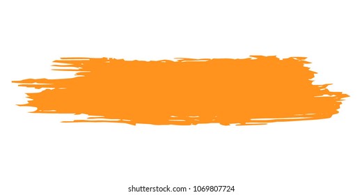 Orange Brushes Grunge Paint stripe. Distressed Vector Brush Stroke. Color Modern Textured banner. Dirty Artistic Design Elements. Creative Design Elements. Perfect For Logo, Banner, Icon. 