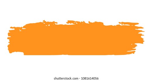 Orange Brushes Grunge Paint stripe. Distressed Vector Brush Stroke. Color Modern Textured banner. Dirty Artistic Design Elements. Creative Design Elements. Perfect For Logo, Banner, Icon. 