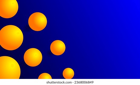 Orangefarbene Bläschen mit gelbem Licht auf dunkelblauem Farbverlauf-Hintergrund