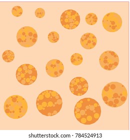 Orange Bubbles of Different Color Tone with Smaller Bubbles Inside on Pink Background