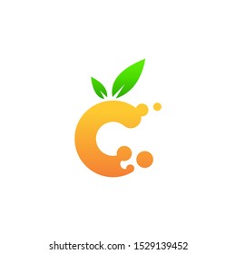 orange and bubbles with letter C logo design
