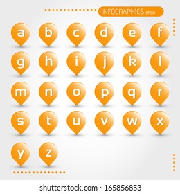 orange bubbles with letters. infographic concept.