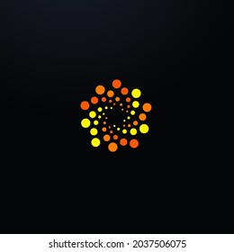 Orange Bubbles, vortex dots symbol, modern round logo template for business. Abstract flower emblem, sun vector icon. Science and chemistry innovative technology, minimal vector logotype