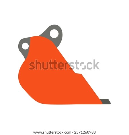 orange bucket excavator attachment flat icon design
