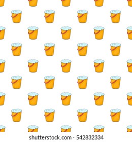 Orange bucket with foamy water pattern. Cartoon illustration of orange bucket with foamy water vector pattern for web