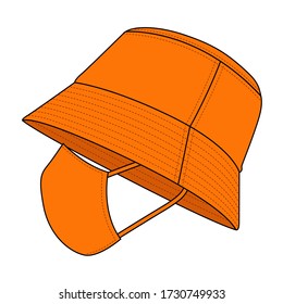 Orange Bucket Hat & Anti Dust Mask Face Fabric Vector For Template