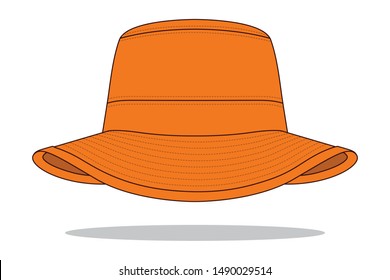 Orange Bucket Hat Vector For Template.