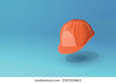 an orange building helmet flying on blue