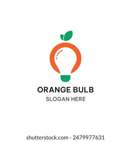 Orange and bulb logo template. Fruit idea vector illustration