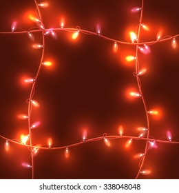 orange bulbs, garland forming a orange square, vector