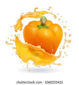 Orange bulgarian pepper bell realistic icon