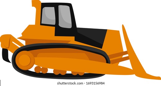 Orangefarbene Bulldozer, Illustration, Vektorillustration auf weißem Hintergrund