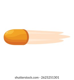 Bala naranja volando rápido dejando un rastro de color naranja claro sobre fondo blanco