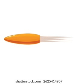 Orange bullet flying through the air, leaving a smoky trail behind it