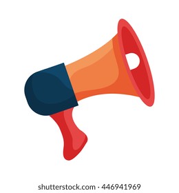 Orange bullhorn or megaphone colorful icon design, vector illustration.