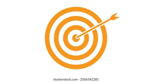 Orange bullseye dart target icon. Dart target goal marketing sign. Arrow dart logo vector. Winner dart sign.