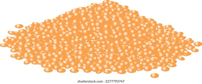 Orange bunch of lentils on white background.