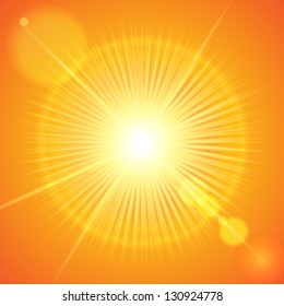 Orange burst with flare. Vector illustration for your design.