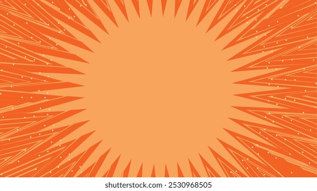 Orange Bursting Light Star with Dots Circle Background