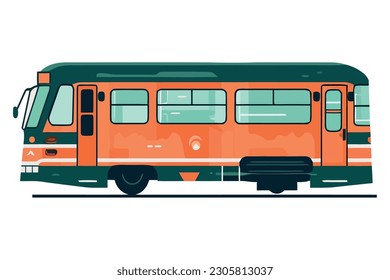 Orange bus car over white