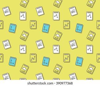 orange business background, seamless pattern with icons