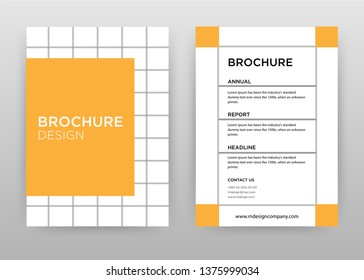 Orange business brochure flyer design. Multipurpose abstract brochure template with cover & back pages. gray checkerboard leaflet vector design. Annual report presentation. Vertical A4 format.