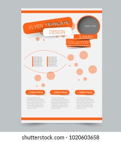 Orange business flyer. a4 pribtable poster or brochure. Vector illustration.