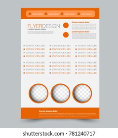 Orange business flyer. a4 pribtable poster. Vector illustration.