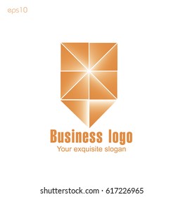 Orange business logo on white background for design
Original logo from triangles of orange color for design ornament gradient beauty