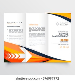 orange business tri fold leaflet brochure design flyer annual report