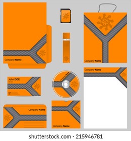 Orange business vector set with abstract design