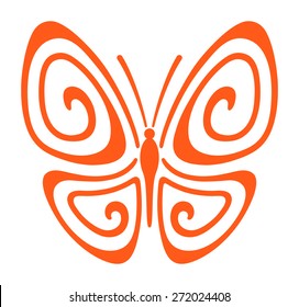 Orange butterfly. design element