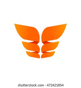 Orange butterfly logo template isolated, creative trendy brand element design